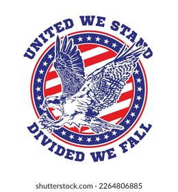 American Eagle and flag vector illustration, perfect for t shirt design and annual event logo design