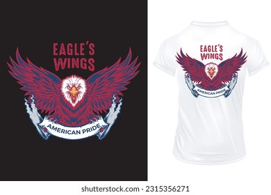 American Eagle and flag vector illustration, perfect for t-shirt design and annual event logo design