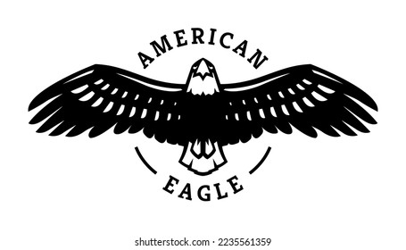 American eagle in flight logo, symbol.