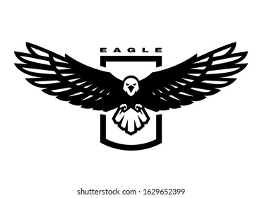 American eagle. Flying bird logo, emblem.