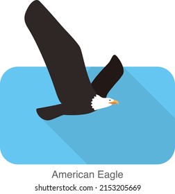 American eagle flying flat icon  vector illustration
