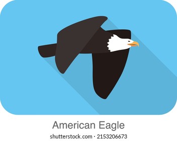 Amerikanischer Adler mit flachem Flieger, Vektorgrafik