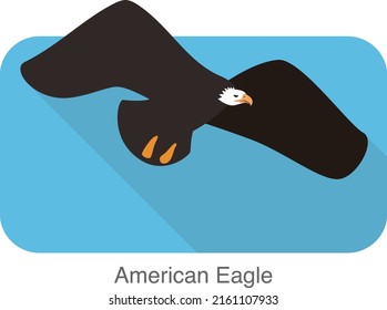 American eagle flying flat icon  vector illustration