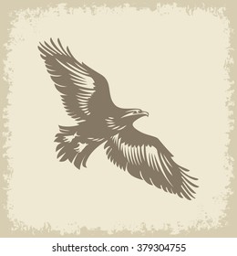 American eagle flying vector emblem light background