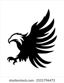 American eagle flying vector silhouette illustration design on white background.