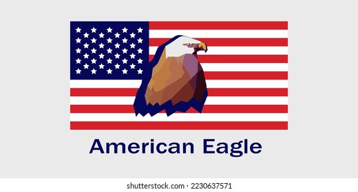 Águila americana, fuerza, símbolo de paz de los Estados Unidos de América, ilustración de la bandera estadounidense, patriótico, día nacional, aislado arte clip
