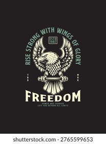 American Eagle Freedom Emblem with Inspirational Quote.
