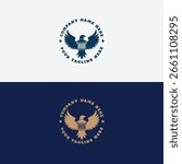 American Eagle Hawk Spread Wings with Pillar for Bank Court Law or Museum Badge Emblem Logo