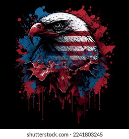 American Eagle head with American flag pattern independence day veterans day 4th of July and memorial day. Good for T-shirt prints, posters, cards, and other gift designs.