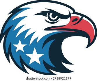 American Eagle Head Logo Vektorgrafik mit patriotischen Sternen