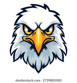 American eagle head with a menacing gaze. Eagle head logo for design. Vector illustration of an eagle head.