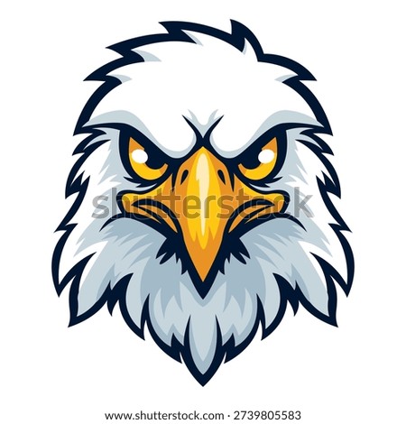 American eagle head with a menacing gaze. Eagle head logo for design. Vector illustration of an eagle head.
