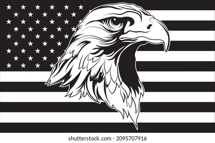 American eagle head on the US flag for patriotic logo SVG design svg