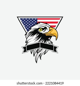 American Eagle head with ribbon concept illustration graphic