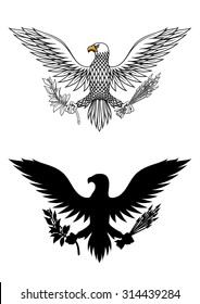 American eagle holding an olive branch and arrows symbolic of war and peace