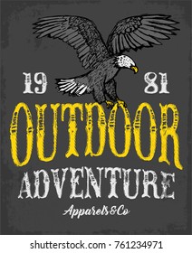 american eagle illustration with vintage typography, vector