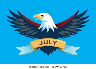 American Eagle with July Banner for Independence Day Celebration