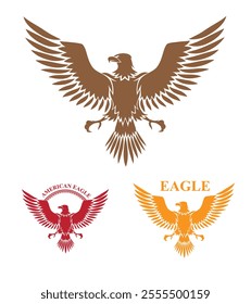 American eagle logo flat drawing vector design mockup template.