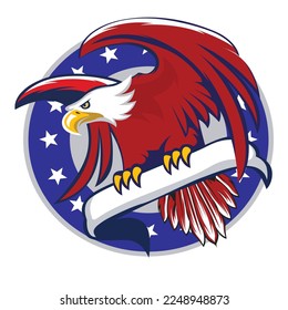 American eagle Logotype elegant flat hand drawn design