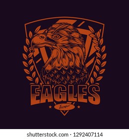 American eagle on the sports logo in vintage style. Original vector illustration