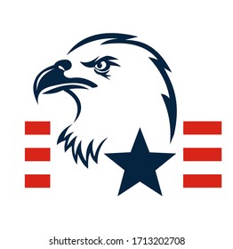 American Eagle Patriotic Logo. Eagle Head and Star Logo