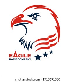 American Eagle Patriotic Logo. Eagle Head and Star Logo