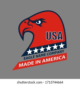 American Eagle Patriotic Logo. Eagle Head and Star Logo