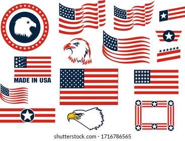 American Eagle Patriotic Logo. Eagle Head and Star Logo