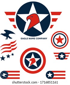 American Eagle Patriotic Logo. Eagle Head and Star Logo