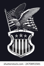 American Eagle Perched on the American Shield