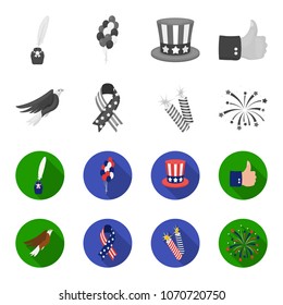 American eagle, ribbon, salute. The patriot day set collection icons in monochrome,flat style vector symbol stock illustration web.