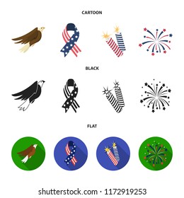 American eagle, ribbon, salute. The patriot s day set collection icons in cartoon,black,flat style vector symbol stock illustration web.