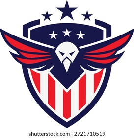 American eagle shield emblem with stars and stripes