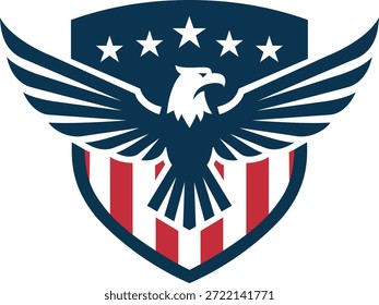 American Eagle Shield Emblem with Stars and Stripes
