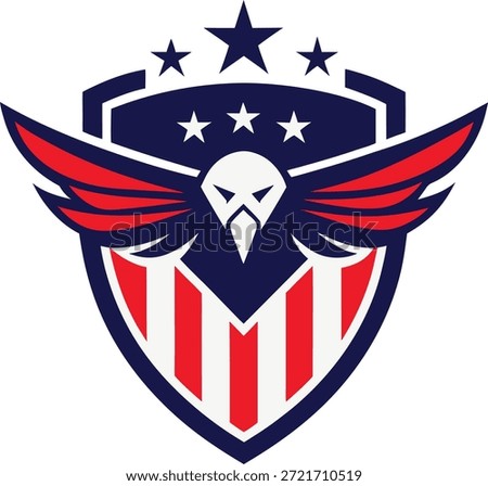 American eagle shield emblem with stars and stripes