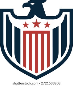 Logo del escudo del águila americana con las estrellas y las rayas, emblema patriótico de los EE.UU
