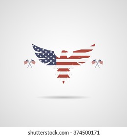 Signo de águila americana con banderas para fondo