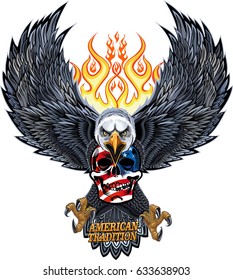 American eagle and Skull