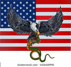 American Eagle and Snake. Tattoo