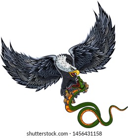 American Eagle and Snake. Tattoo