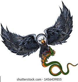 American Eagle and Snake. Tattoo