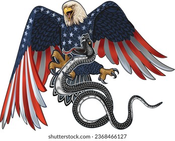 American Eagle and Snake. Tattoo