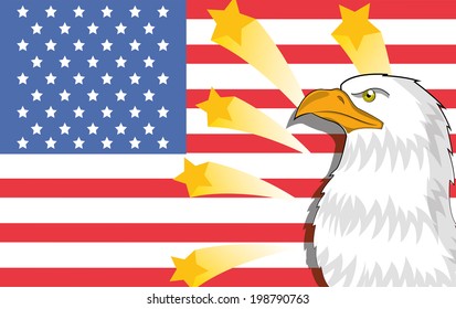 an American eagle with some stars in an American flag