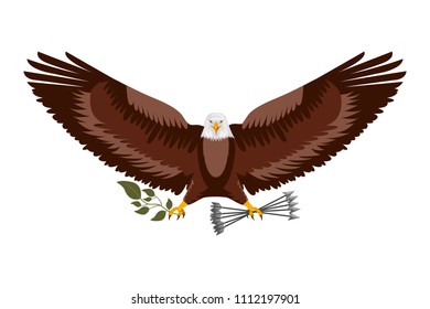 american eagle spread wings with arrows