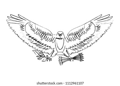 american eagle spread wings with arrows