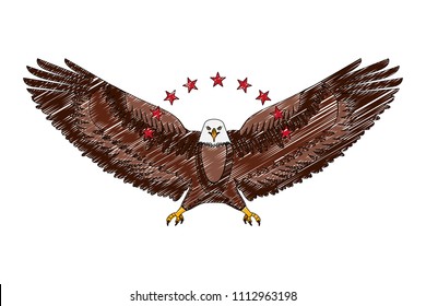 american eagle spread wings with stars