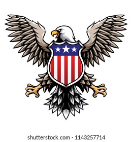 American Eagle with Stars and Stripes Badge Illustration Vector