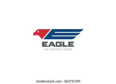 American Eagle Symbol Of Freedom Democracy Logo Design Vector Template.
USA Colors Falcon Hawk Logotype Concept Icon.