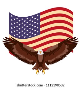 american eagle symbol waving flag national