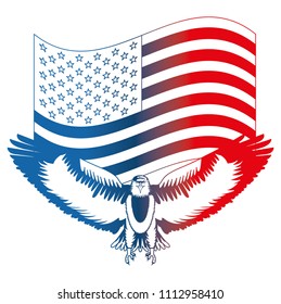 american eagle symbol waving flag national
